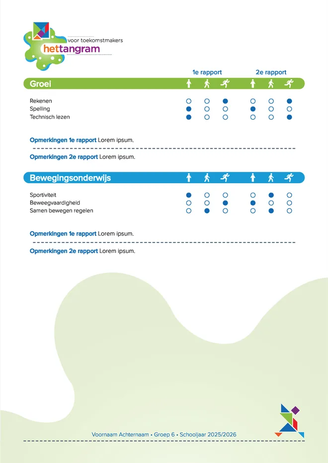 Voorbeeldpagina 3 uit symbolenrapport so voorbeeld van School voor Speciaal Basisonderwijs Het Tangram
