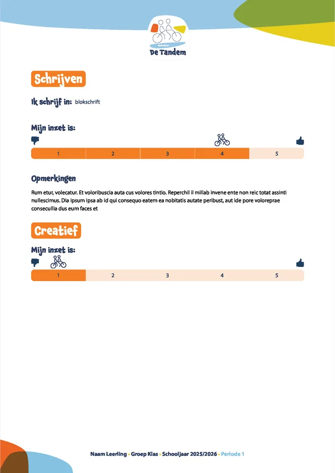 Voorbeeldpagina 6 uit Groeimap SO voorbeeld van SBO De Tandem