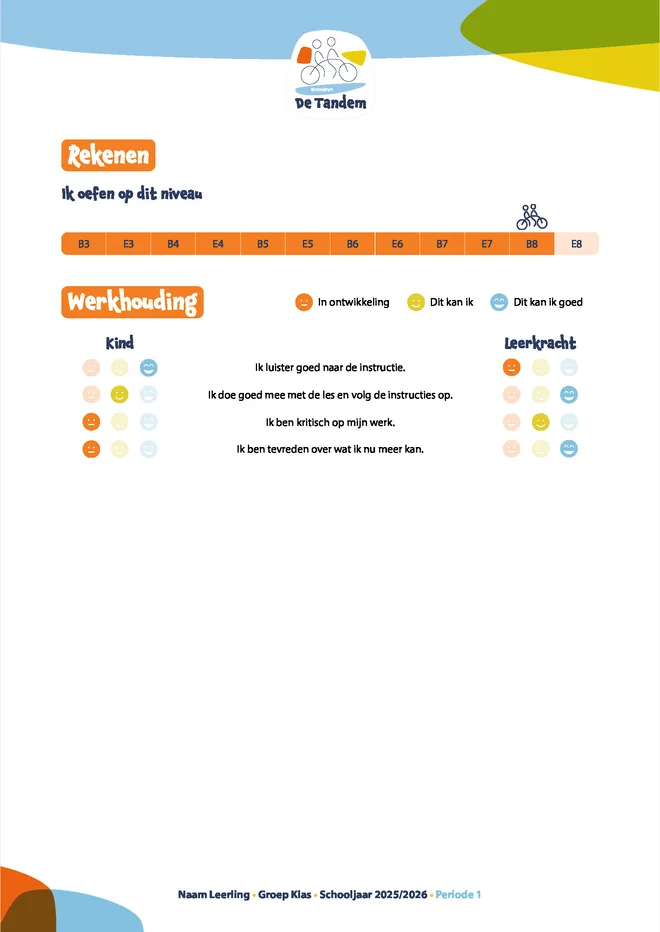 Voorbeeldpagina 4 uit Groeimap SO voorbeeld van SBO De Tandem