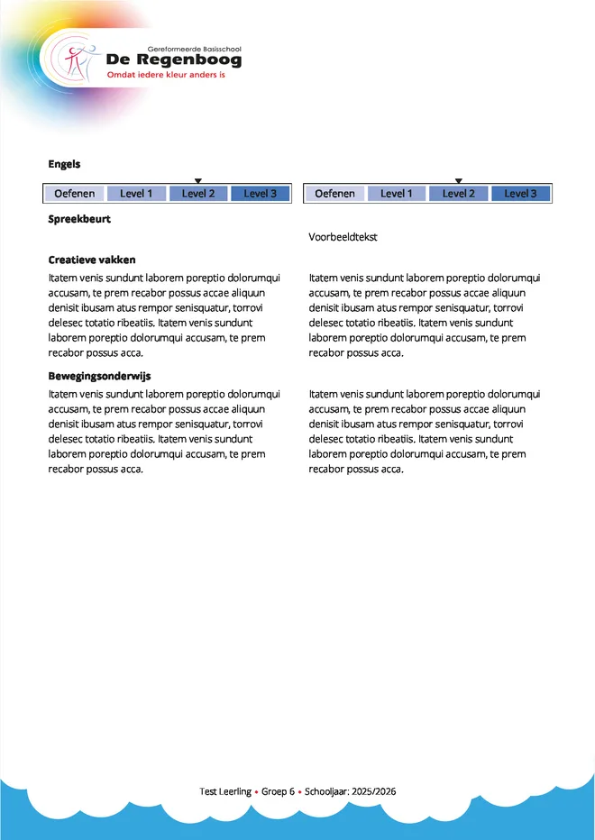 Voorbeeldpagina 5 uit klikzinnenrapport eigen leerlijn voorbeeld van Streekschool De Regenboog Gereformeerd Basisonderwijs