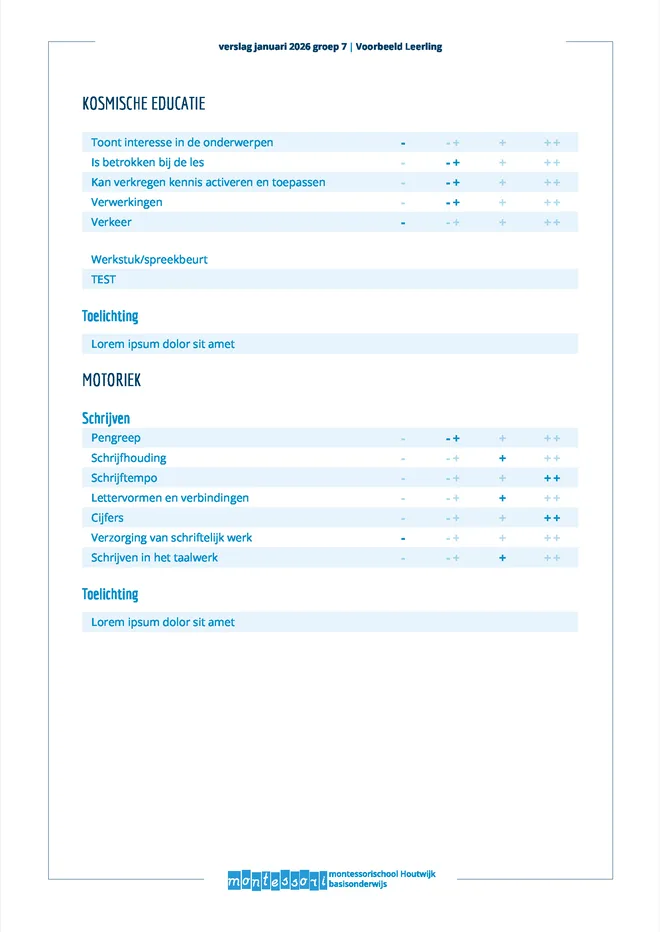Voorbeeldpagina 5 uit Montessori verslag voorbeeld van Montessori Basisschool Houtwijk