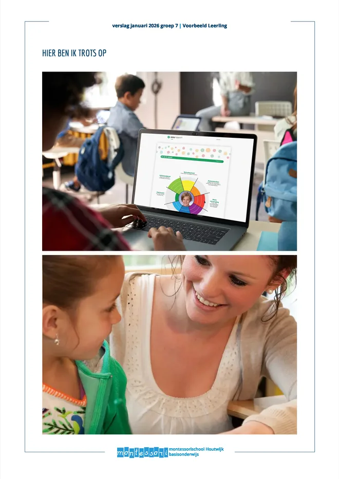 Voorbeeldpagina 7 uit Montessori verslag voorbeeld van Montessori Basisschool Houtwijk