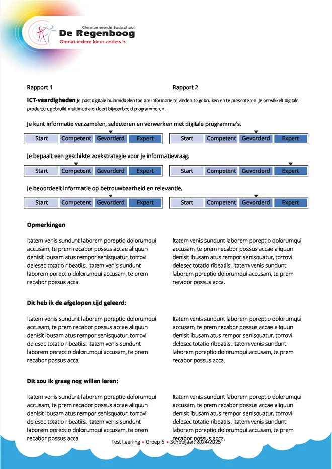 Voorbeeldpagina 7 uit klikzinnenrapport eigen leerlijn voorbeeld van Streekschool De Regenboog Gereformeerd Basisonderwijs
