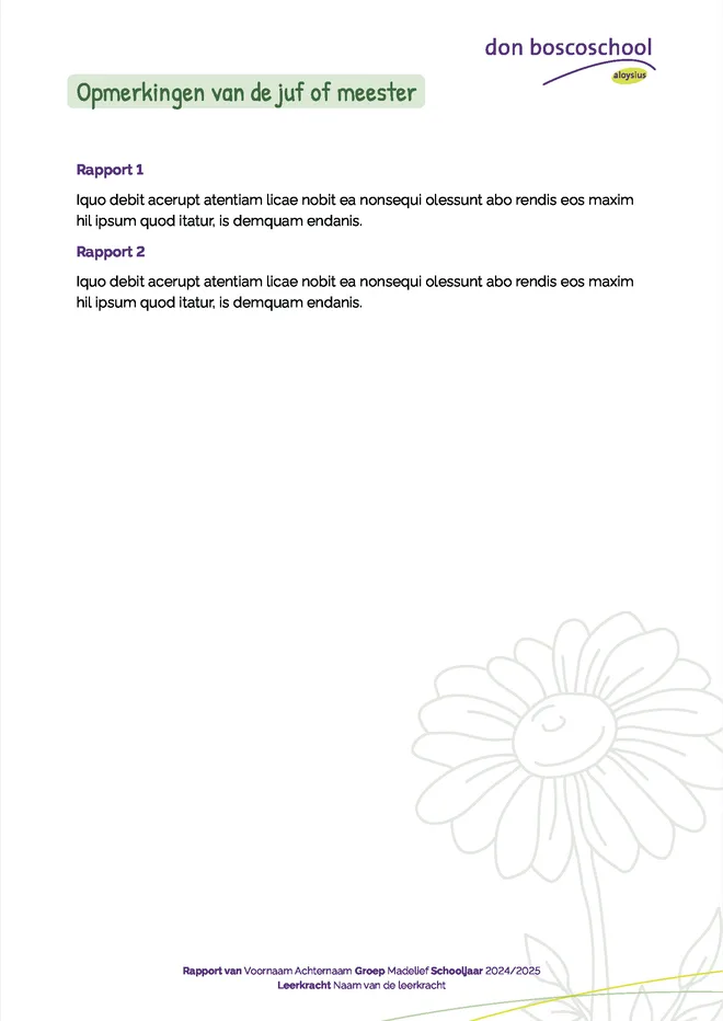 Voorbeeldpagina 7 uit Kindrapport voorbeeld van Don Boscoschool