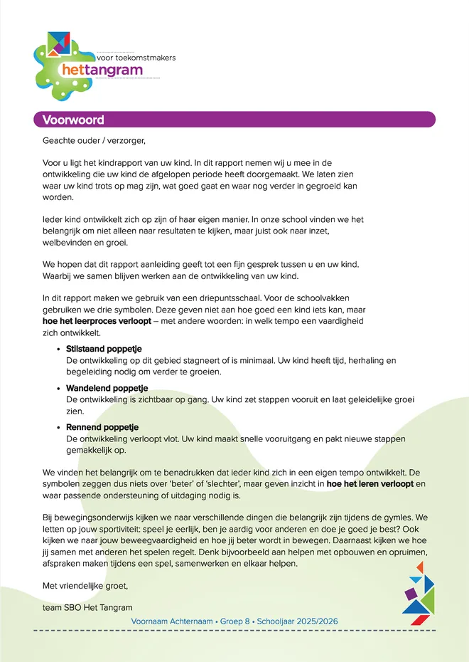 Voorbeeldpagina 2 uit symbolenrapport so voorbeeld van School voor Speciaal Basisonderwijs Het Tangram