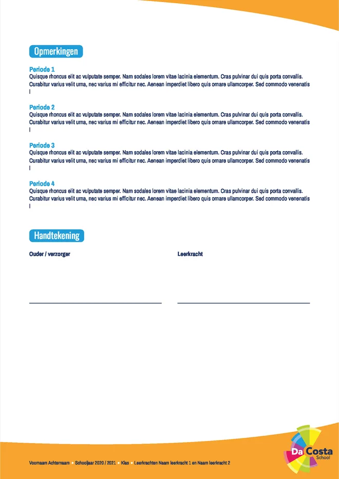 Voorbeeldpagina 6 uit Rapport NT2-klas voorbeeld van Da Costaschool v BSO