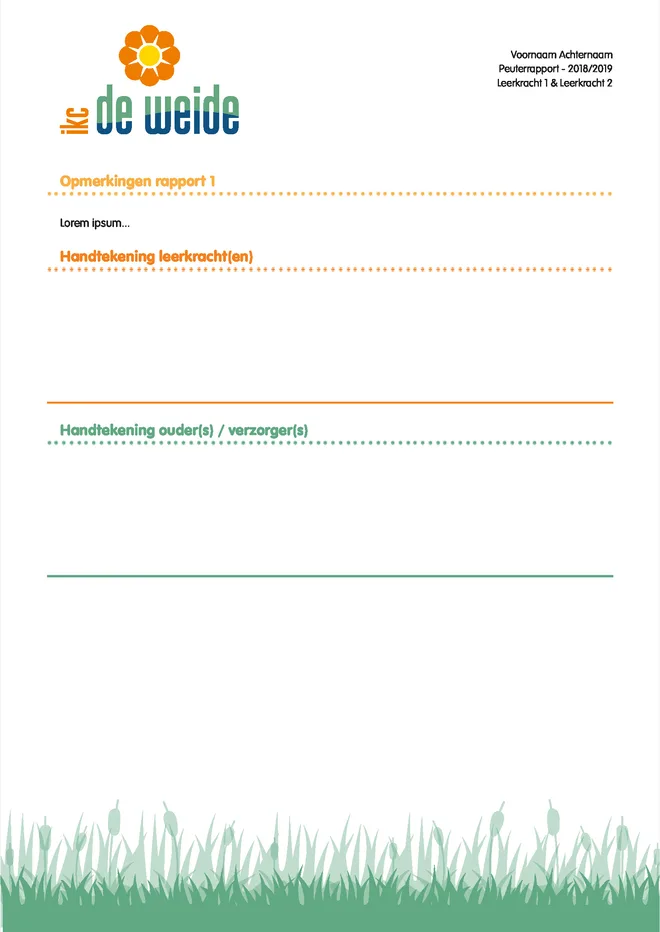 Voorbeeldpagina 4 uit Peuterrapport voorbeeld kindcentrum van IKC De Weide