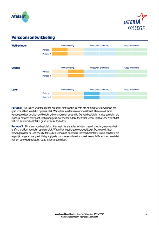Voorbeeldpagina 2 uit Rapport praktijkonderwijs voorbeeld van Asteria College