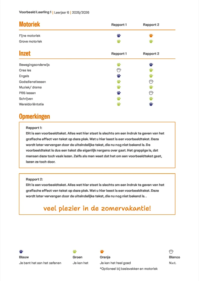 Voorbeeldpagina 4 uit Rapport met portfolio van School voor Speciaal Basisonderwijs Koningin Emma