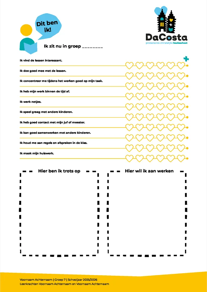 Voorbeeldpagina 6 uit ontwikkelrapport voorbeeld van Da Costa School Christelijke Basisonderwijs
