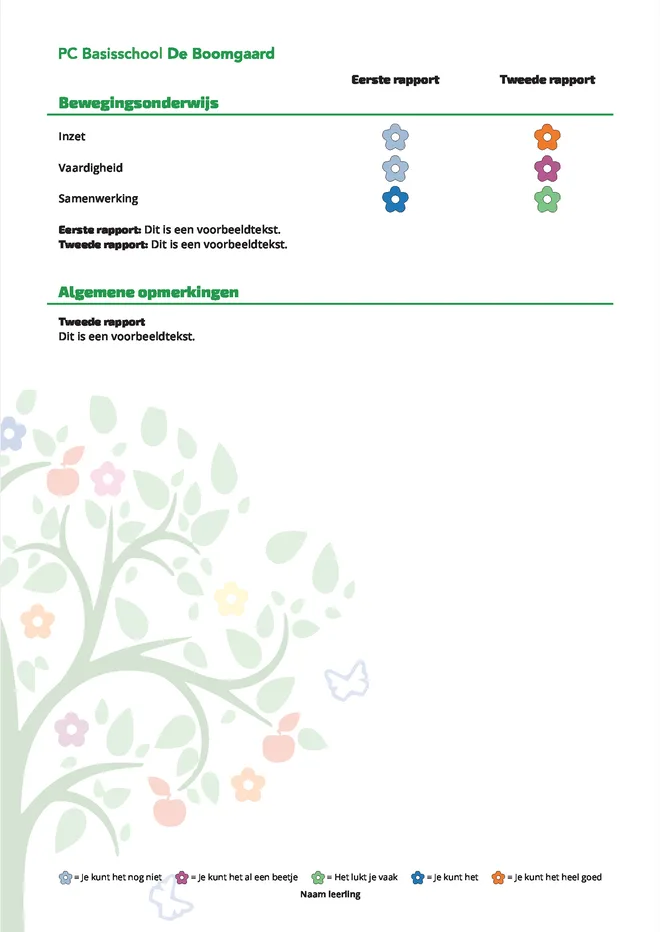 Voorbeeldpagina 4 uit middenbouw rapport voorbeeld van Protestants Christelijke Basisschool de Boomgaard