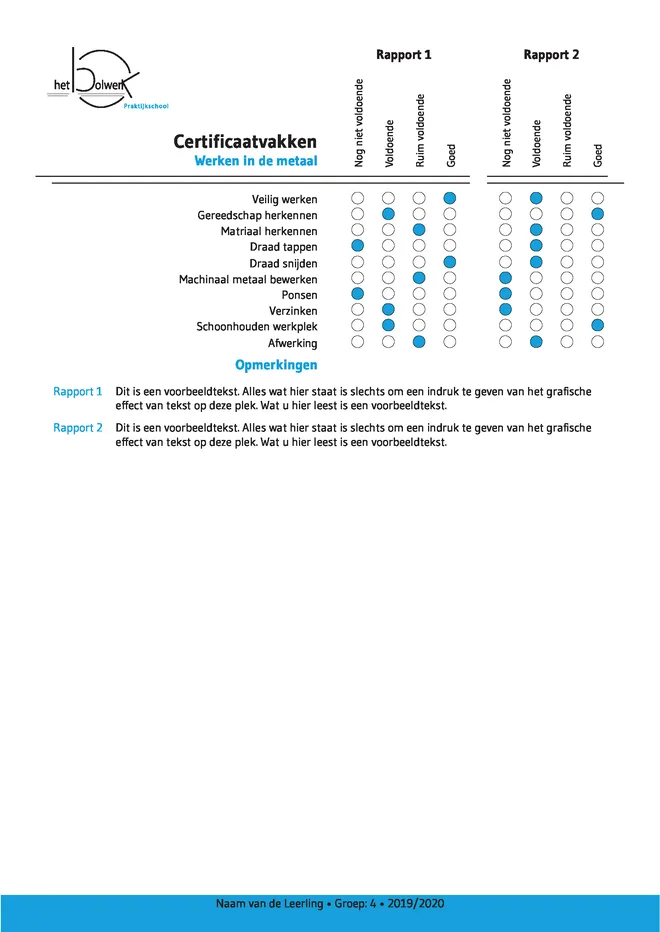 Voorbeeldpagina 6 uit Praktijkschool rapport voorbeeld van Het Bolwerk