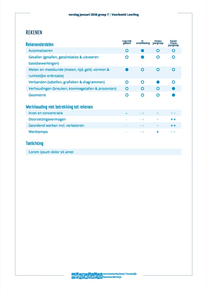 Voorbeeldpagina 4 uit Montessori verslag voorbeeld van Montessori Basisschool Houtwijk