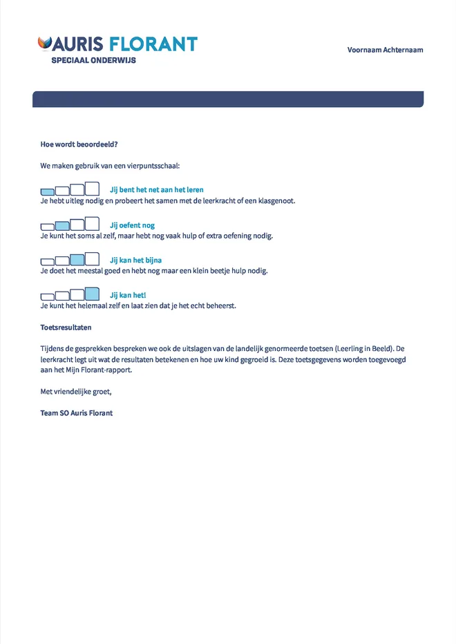 Voorbeeldpagina 2 uit Mijn Florant-rapport voorbeeld van Auris Florant