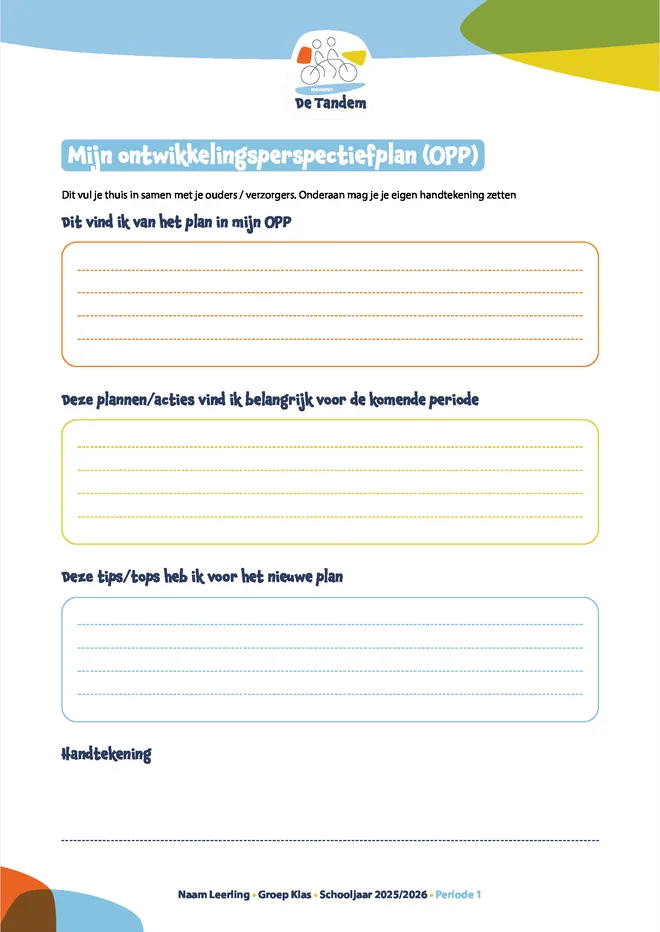 Voorbeeldpagina 8 uit Groeimap SO voorbeeld van SBO De Tandem
