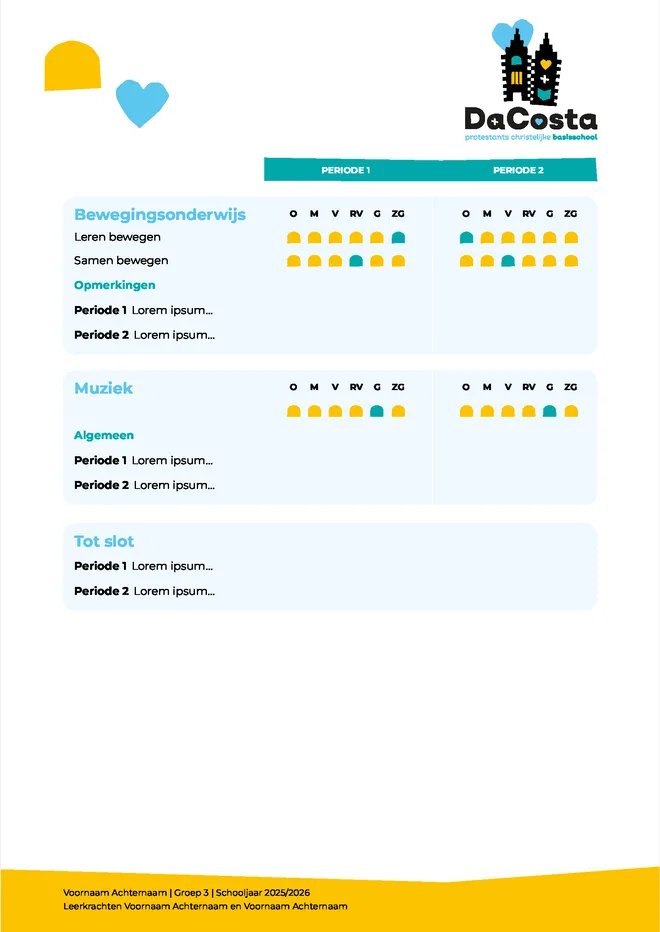 Voorbeeldpagina 5 uit ontwikkelrapport voorbeeld van Da Costa School Christelijke Basisonderwijs