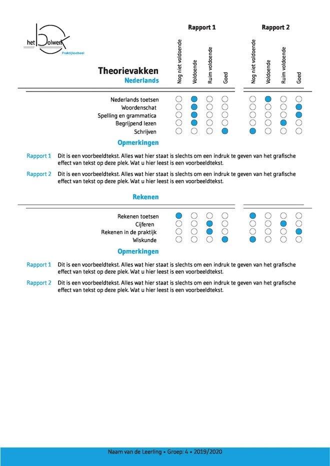 Voorbeeldpagina 2 uit Praktijkschool rapport voorbeeld van Het Bolwerk
