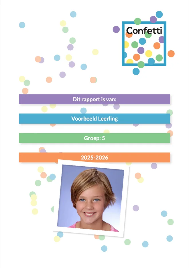 Voorbeeldpagina 1 uit Daltonrapport voorbeeld van Confetti