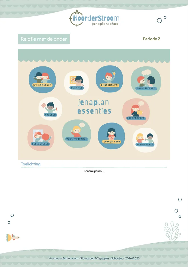 Voorbeeldpagina 4 uit Jenaplan middenbouw rapport van De Noorderstroom