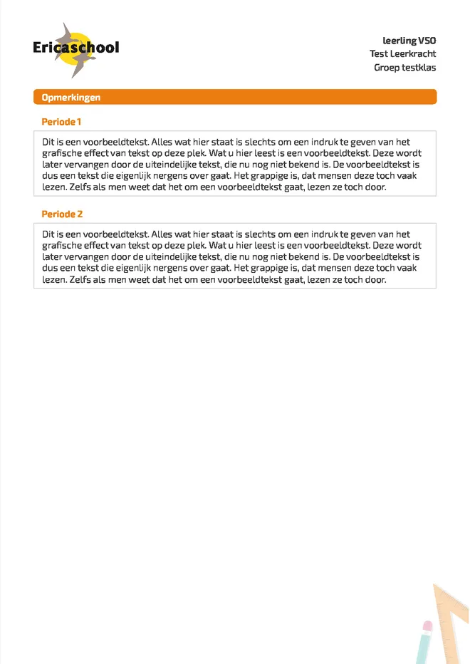 Voorbeeldpagina 5 uit praktijk-VSO rapport voorbeeld van Ericaschool