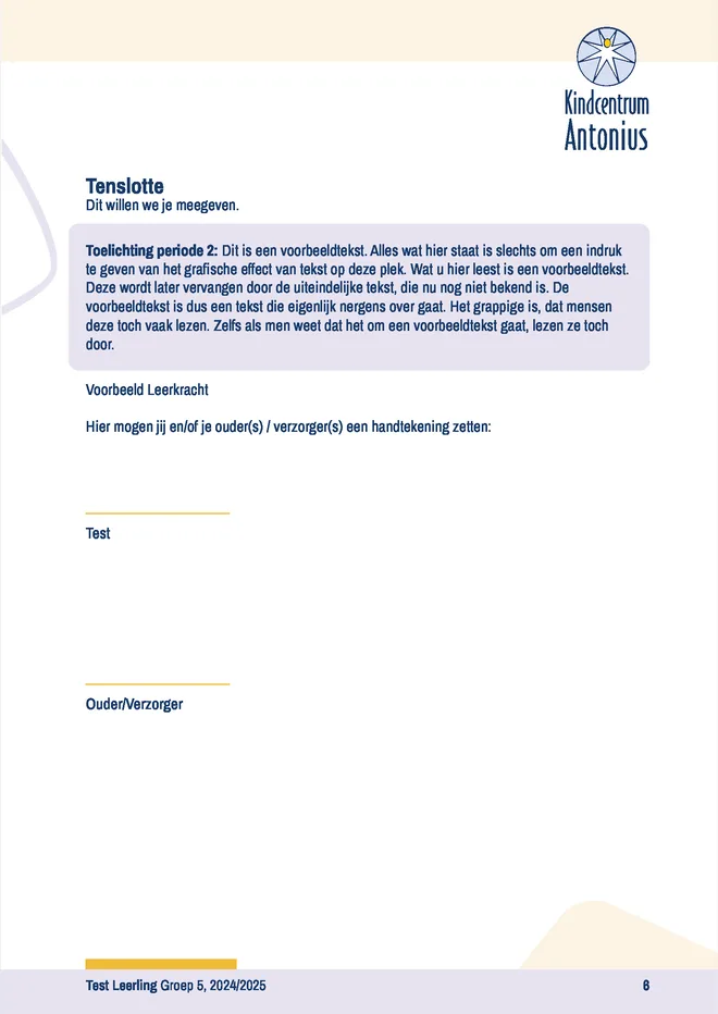 Voorbeeldpagina 6 uit Tekstrapport voorbeeld van Kindcentrum Antonius
