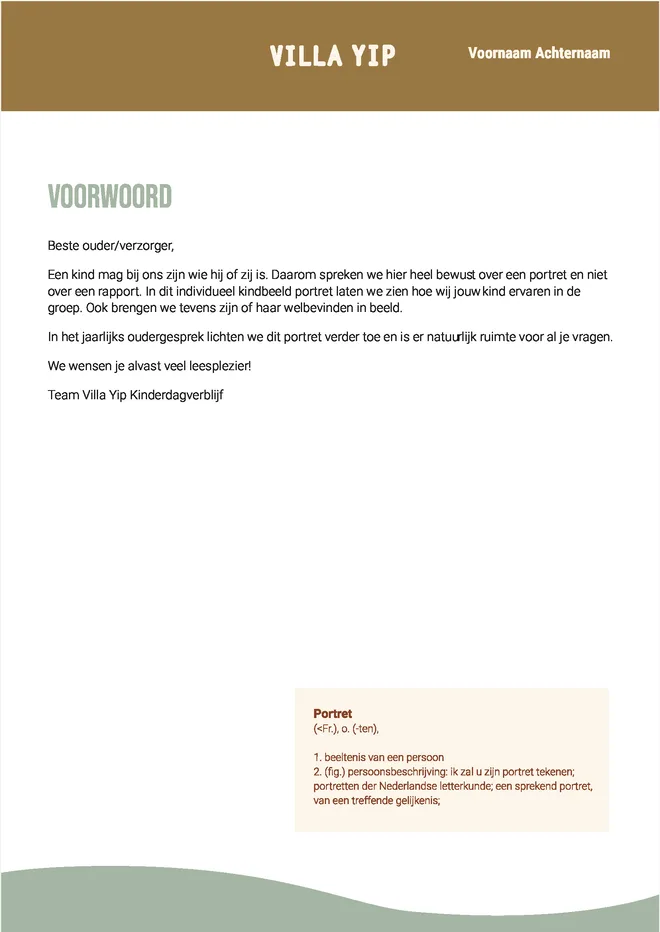 Voorbeeldpagina 2 uit Ik-portret kinderdagverblijf voorbeeld van Kinderdagverblijf Villa Yip
