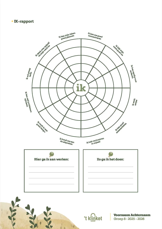 Voorbeeldpagina 5 uit Mijn Rapport voorbeeld van Christelijke Basisschool T Klinket