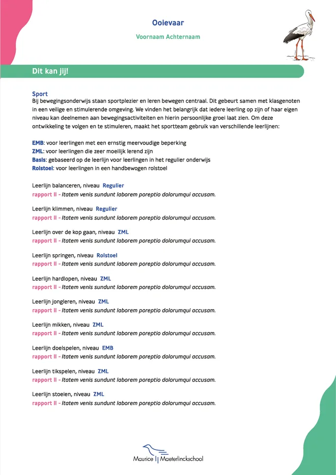Voorbeeldpagina 7 uit leerrouterapport voorbeeld van Maurice Maeterlinckschool