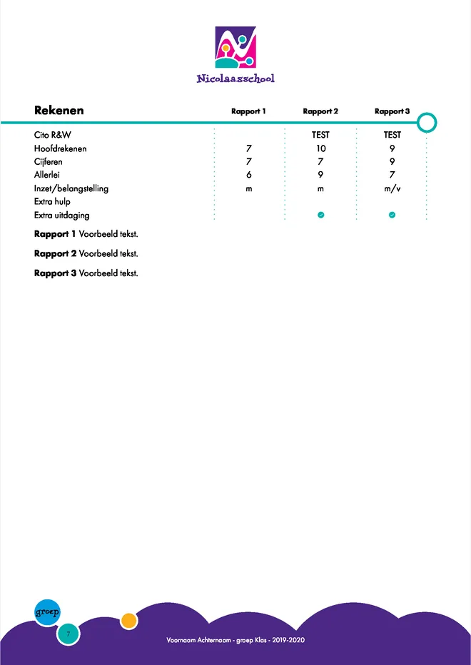Voorbeeldpagina 2 uit Cijferrapport voorbeeld van Nicolaas