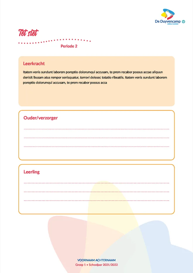Voorbeeldpagina 6 uit Kernwaarden rapport voorbeeld van Basisschool De Duyvencamp