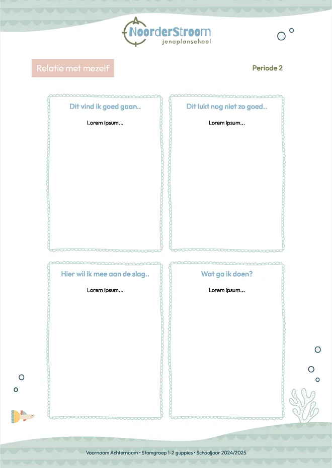 Voorbeeldpagina 3 uit Jenaplan middenbouw rapport van De Noorderstroom