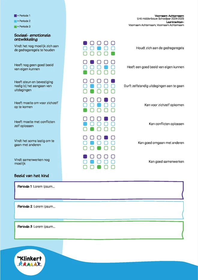 Voorbeeldpagina 4 uit Ontwikkelingsrapportage voorbeeld van Rooms katholieke Basisschool De Klinkert