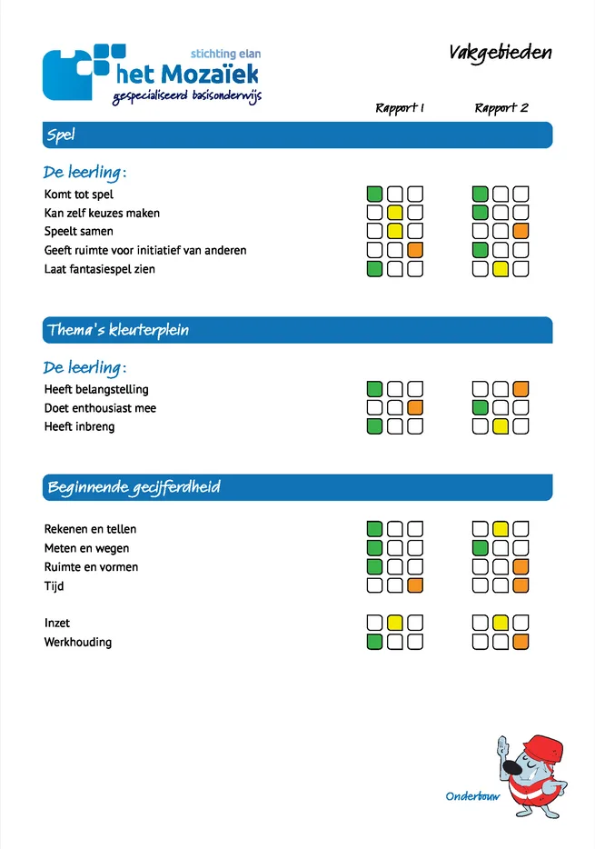 Voorbeeldpagina 3 uit SO onderbouwrapportvoorbeeld van Het Mozaiek