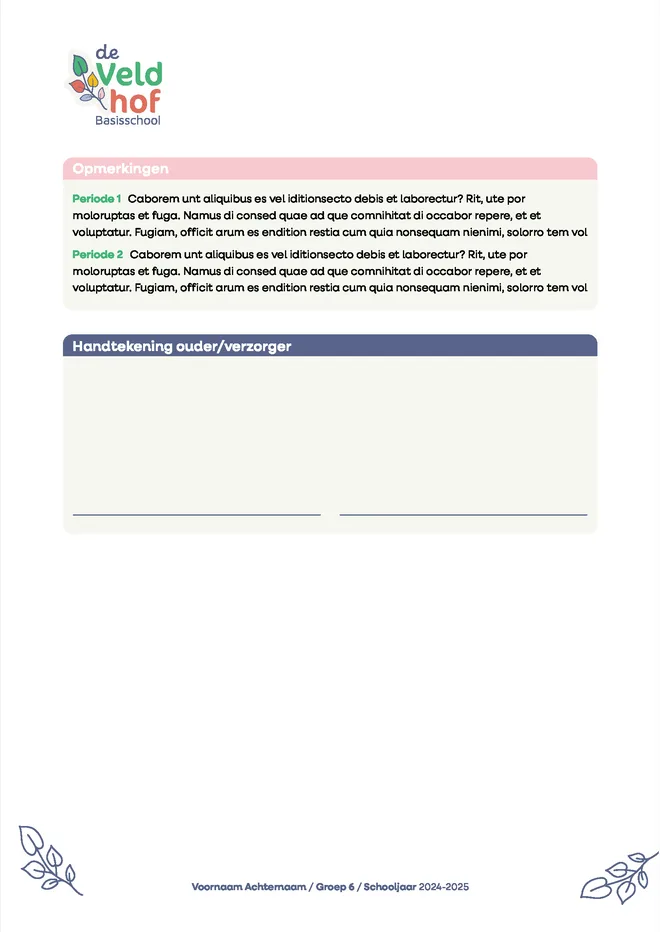 Voorbeeldpagina 5 uit schoolrapport middenbouw voorbeeld van Basisschool De Veldhof