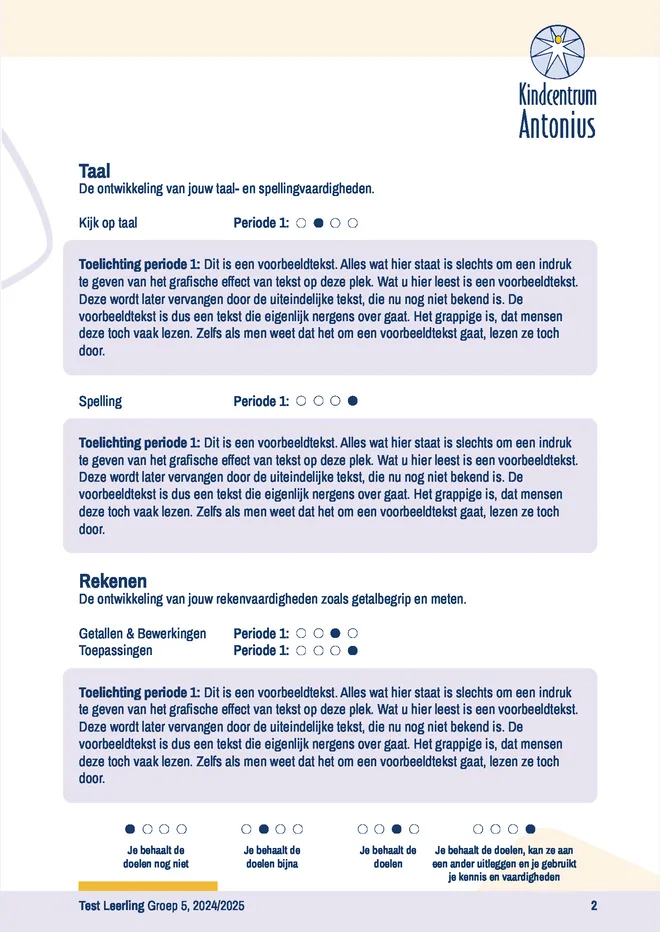 Voorbeeldpagina 3 uit Tekstrapport voorbeeld van Kindcentrum Antonius