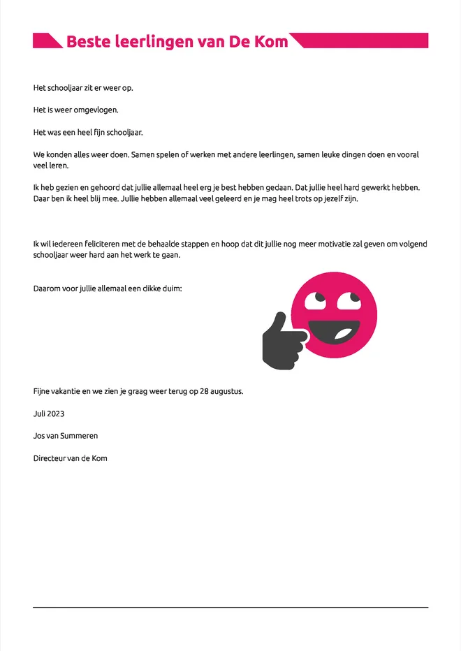 Voorbeeldpagina 2 uit Tekstrapport VSO voorbeeld van De Kom School voor Speciaal Onderwijs Voortgezet Speciaal Onderwijs en ZMLK